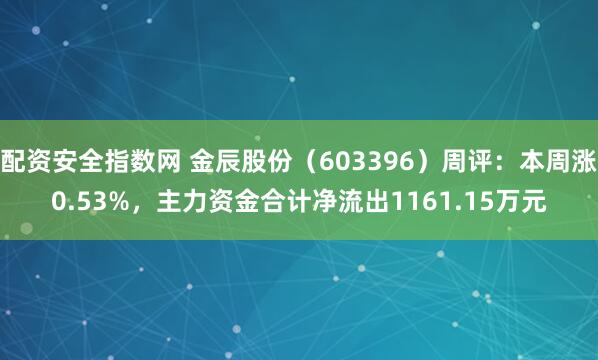 配资安全指数网 金辰股份（603396）周评：本周涨0.53%，主力资金合计净流出1161.15万元